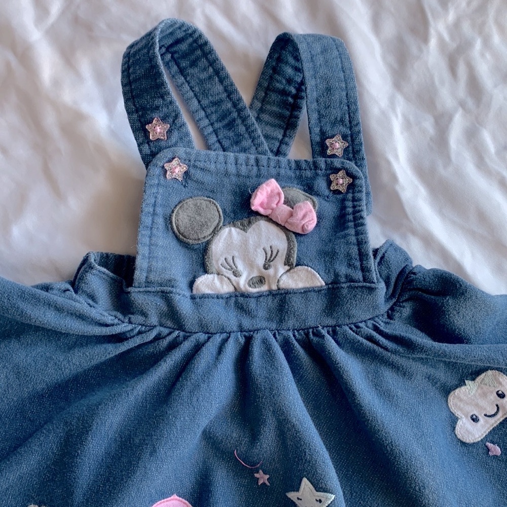 DISNEY STORE Baby Minnie 3-6 months Jumper Denim Dress